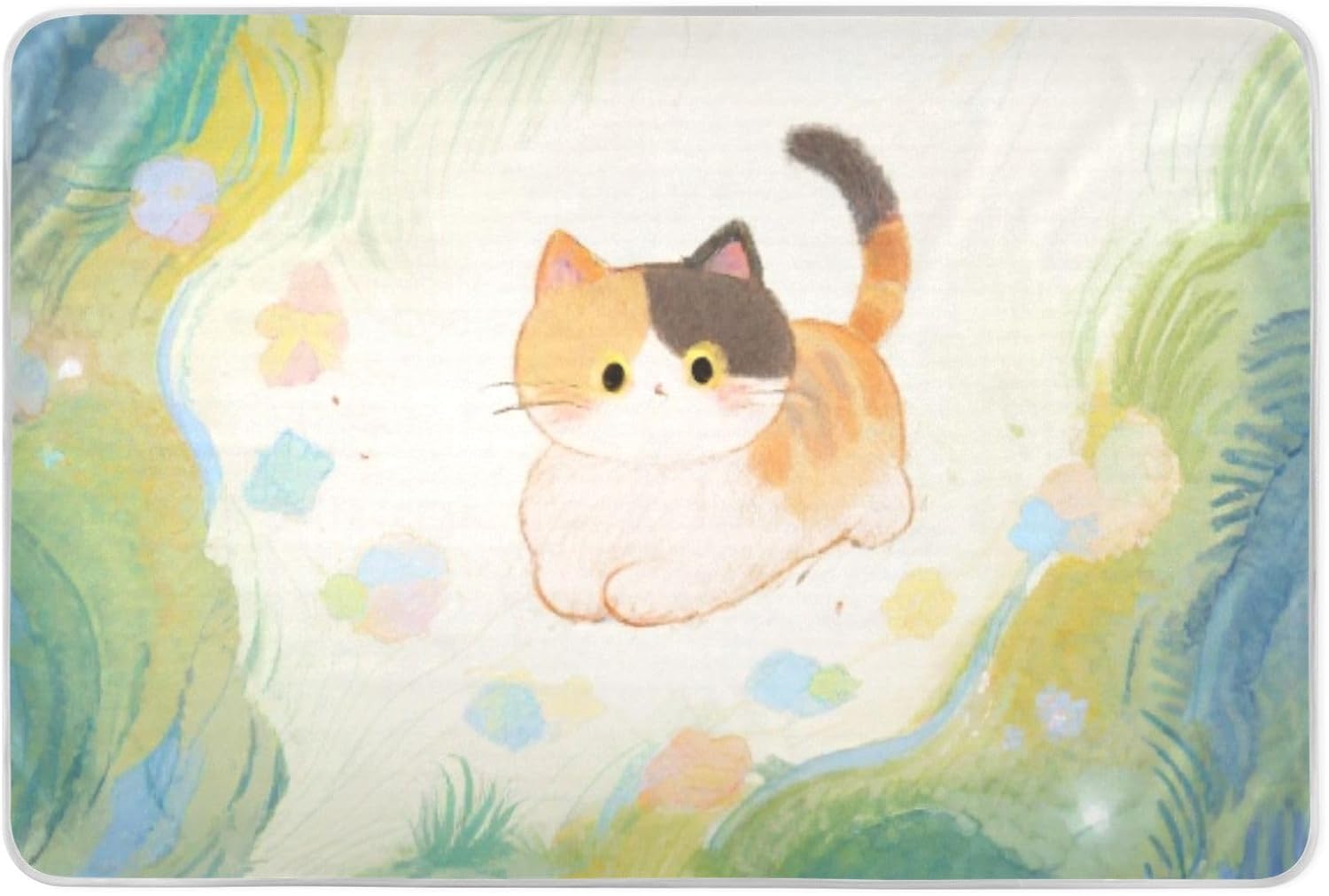 Cute Brown Cartoon Cat Extra Large Resuable Baby Bed Pad Soft Absorbent Pee Pads for Bed Portable Travel Mattress for Baby Toddler Children , 52" L x 34" W