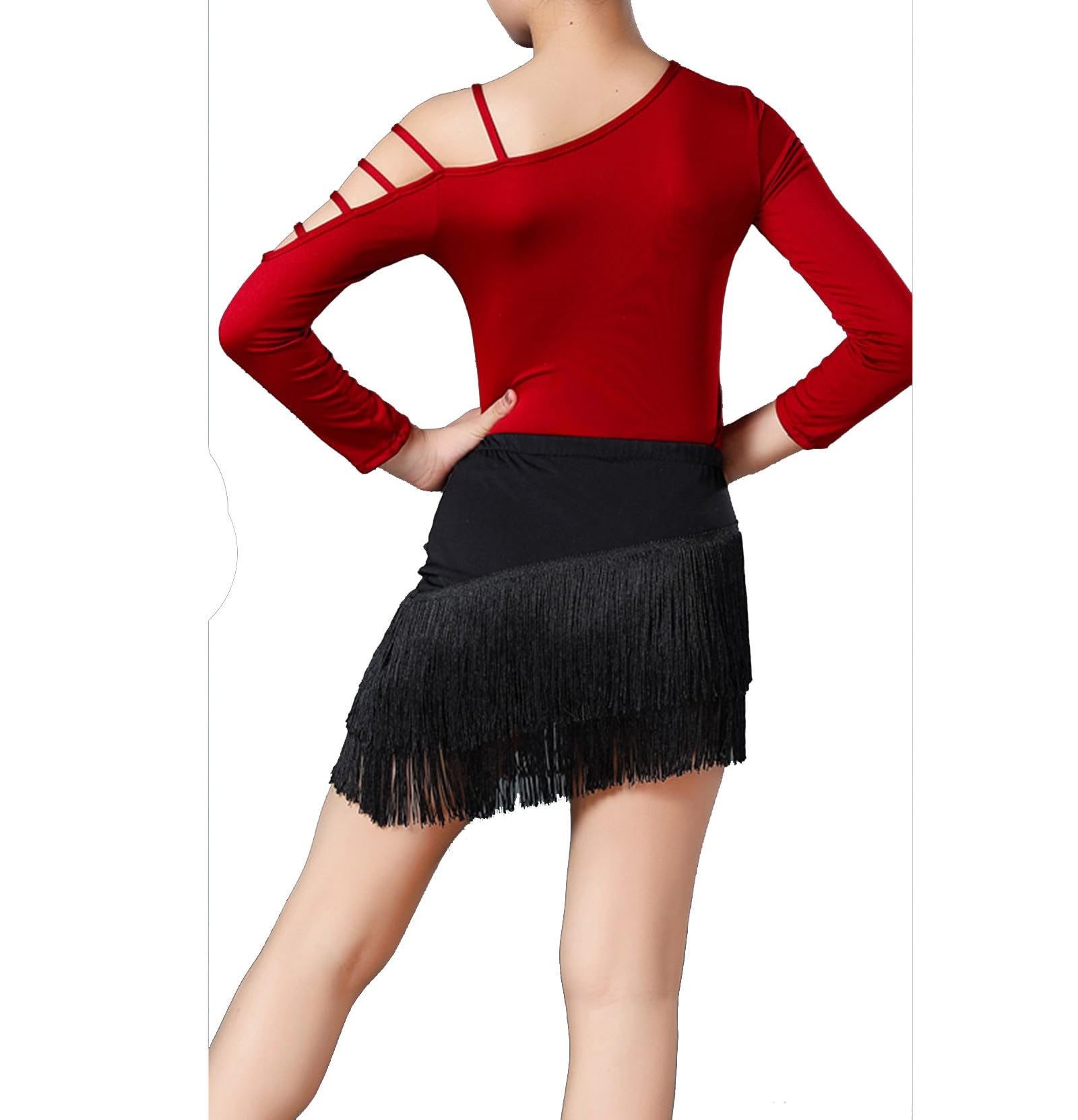 Vestito da Ballo da Sala Latino con Frange for Ragazze, Mini Gonna da Ballo for Bambini con Body in Due Pezzi, for Costume da Spettacolo Gonne da Ballo ChaCha Salsa Tango