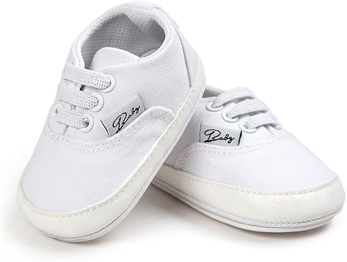 Miniatura 5 de Tenis de lona unisex para bebés, niños y niñas, suela de goma suave, tobillo alto, zapatos de cuna para niños pequeños