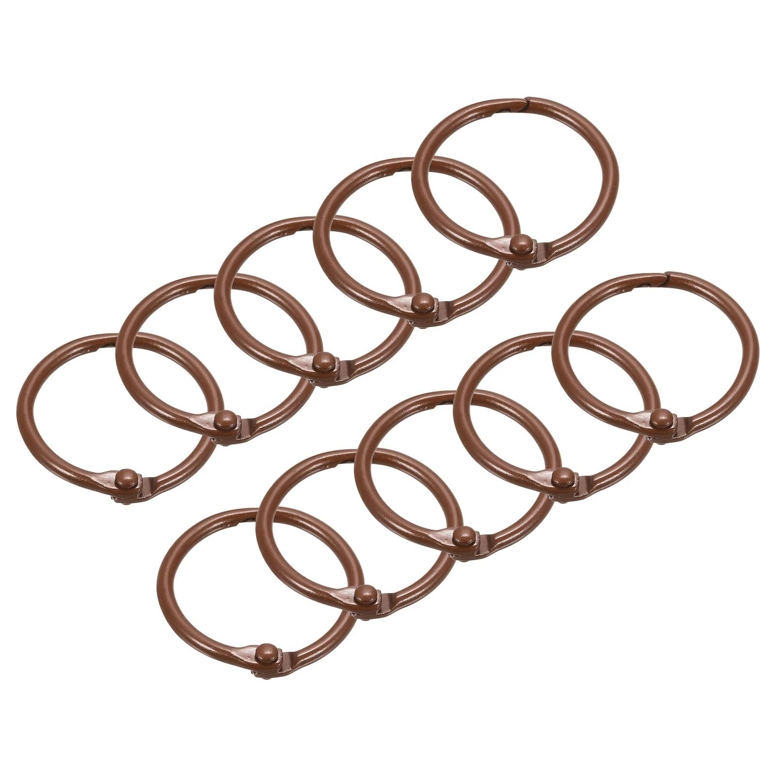 Lot de 30 anneaux de reliure en métal de 45 mm en acier au carbone pour cahiers, livres, clés, fournitures de bureau (café)