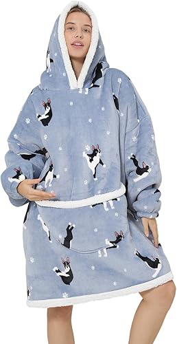 Miniatura 9 de Manta con capucha, sudadera de gran tamaño para adultos, mujeres y hombres, hecha de franela muy suave y cálida, con bolsillo gigante y mangas,