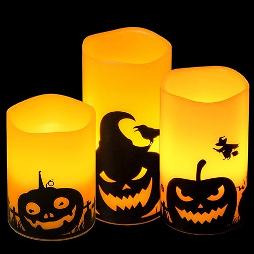 Juego de 3 velas de calcomanía de Halloween de DRomance