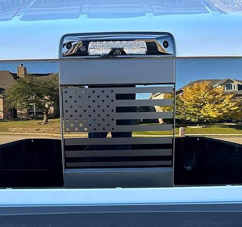 Calcomanías para Dodge Ram 2009-2023 con la bandera estadounidense para ventana trasera central, color negro mate