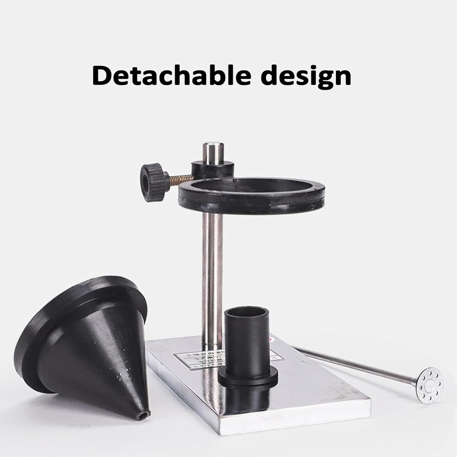 Soil Swelling Rate Tester, Soil Free Swelling Rate Testing Tool with Neckless Funnel and Stirrer, 10mL Measuring Cup Capacity and Detachable Design, Steel Base, for Laboratory, Geotechnical