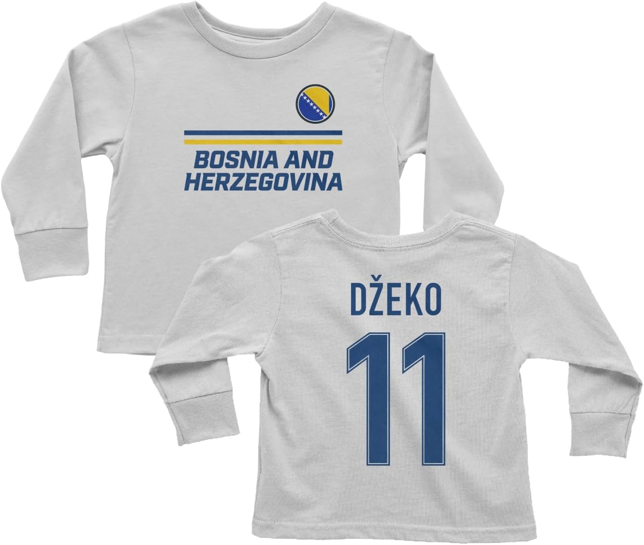 Bosnia Soccer Fans Dzeko 11 Jersey Style Toddler Long Sleeve Tshirt