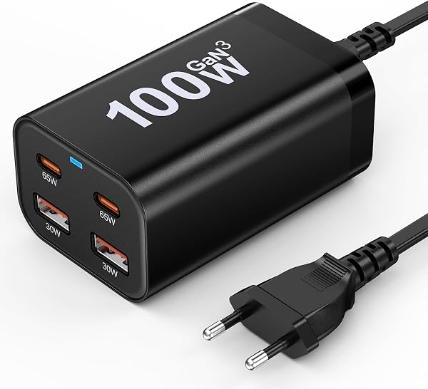YSSTKFD 100W USB C Ladegerät, 4 Ports GaN-III Schnellladegerät, Mehrfach Stecker