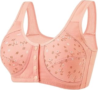 Sujetadores para mujeres mayores, cómodos, cómodos, cómodos, con botón de cierre frontal, para mujeres mayores, sin aros, Rojo De La Sandía, 3XL