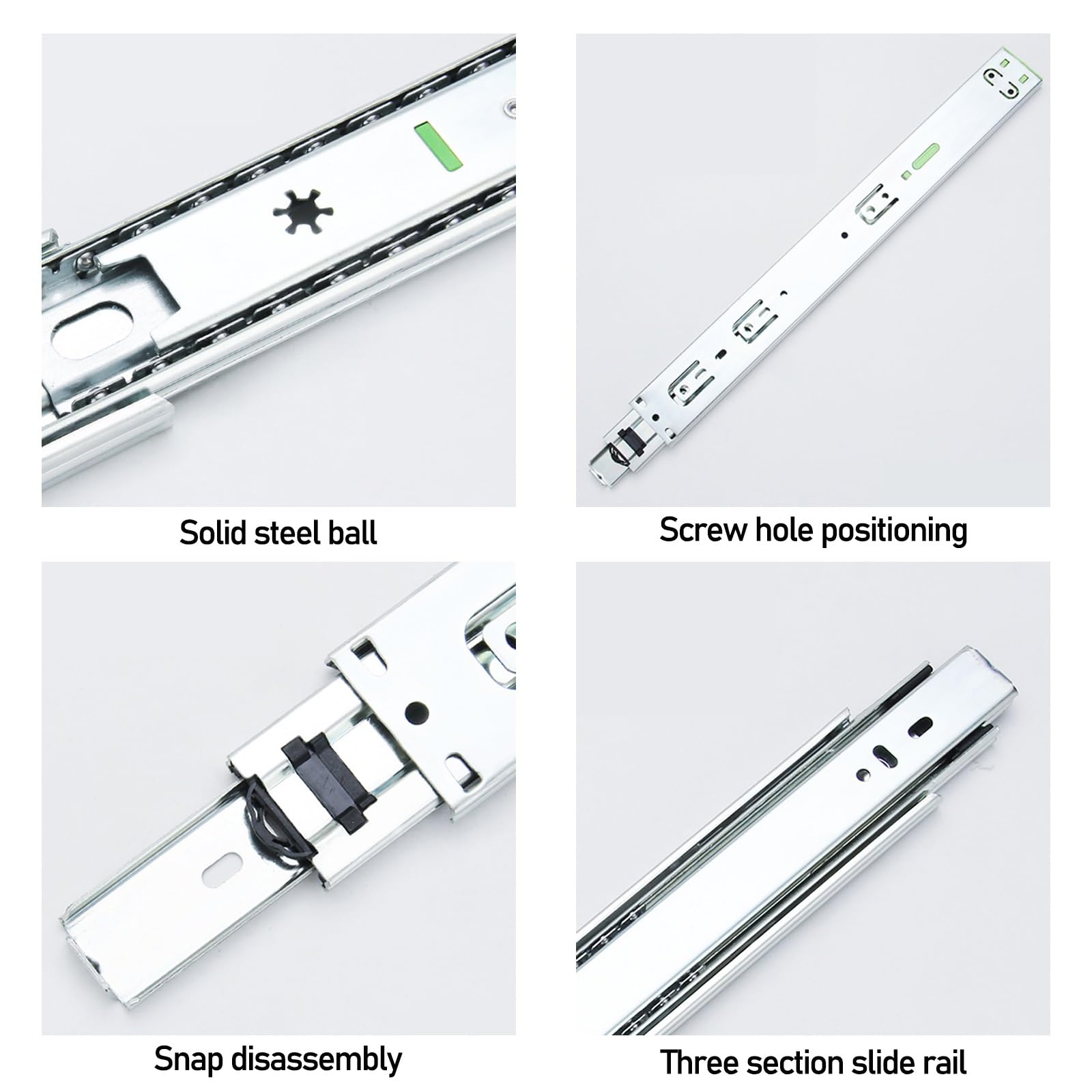 Binario in Acciaio ad Estrazione Totale for Carichi Pesanti - Guide per Cassetti con Chiusura Ammortizzata - Guide con Cuscinetti a Sfera - Guide Silenziose for Armadietti da Cucina - 1 Paio ( Size :