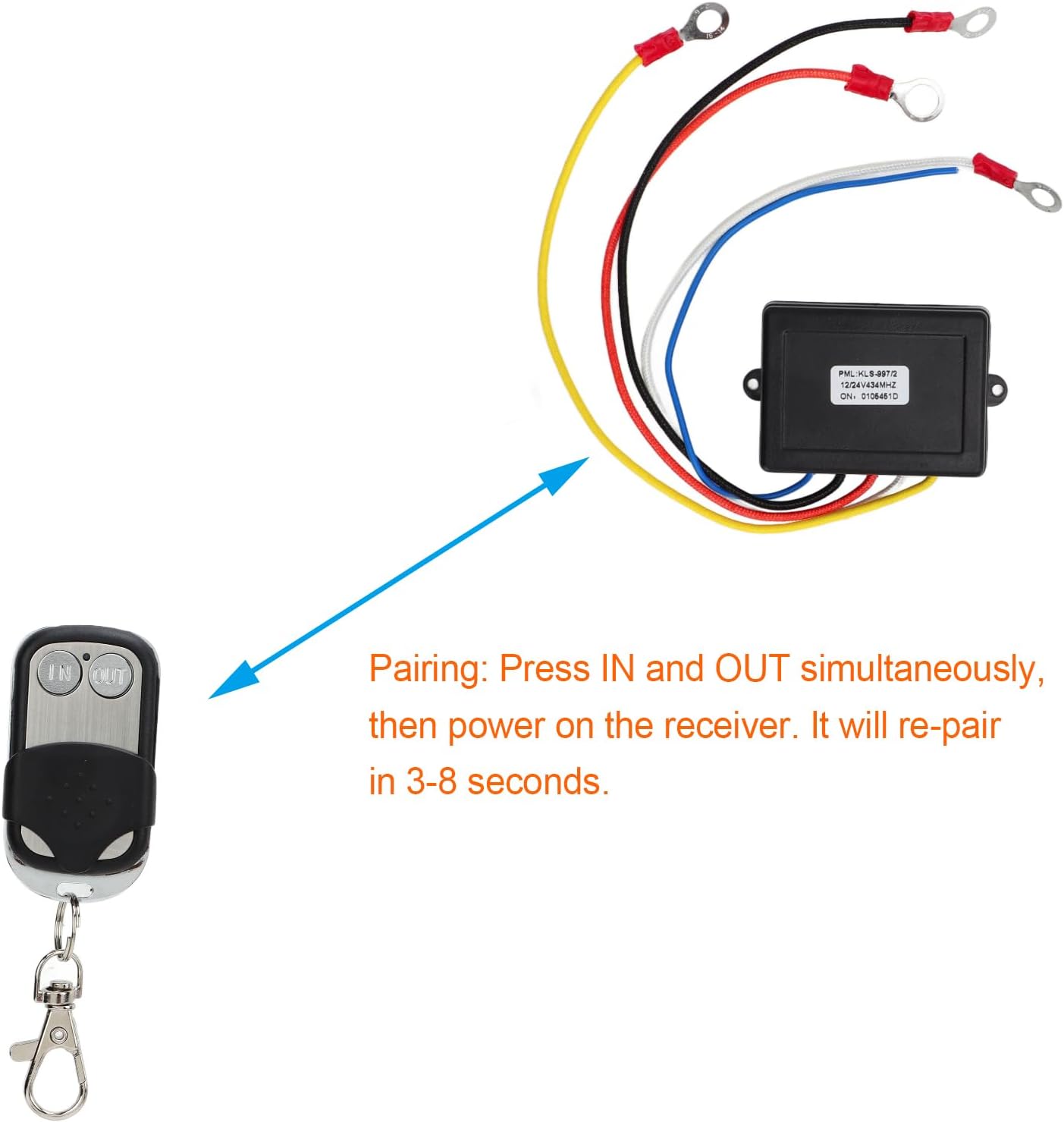 Winch Wireless Remote Kit for Car Truck ATV SUV - 12V 24V Handset Recovery Winch Controller - Waterproof Electric Remote Control Receiver Replacement Parts Winch Wireless System (75FT)