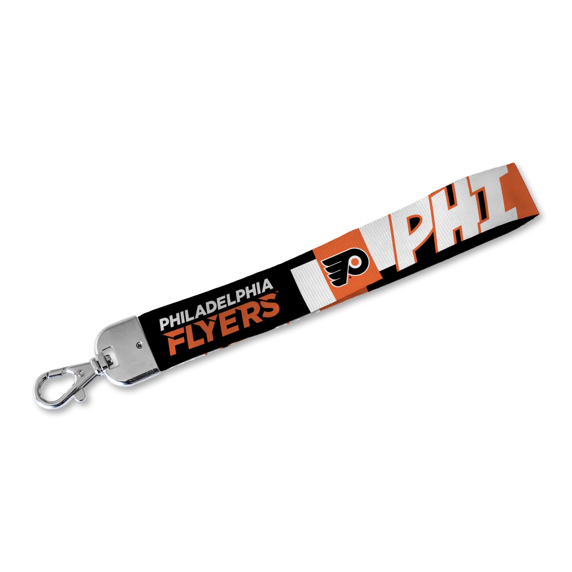 Rico Industries NHL Hockey Philadelphia Flyers Standard Wrist Lanyard Key Chain, Cute Wristlet Strap Keychain Holder for Women Men Car Keys ID Badges Card Wallet Phone Camera