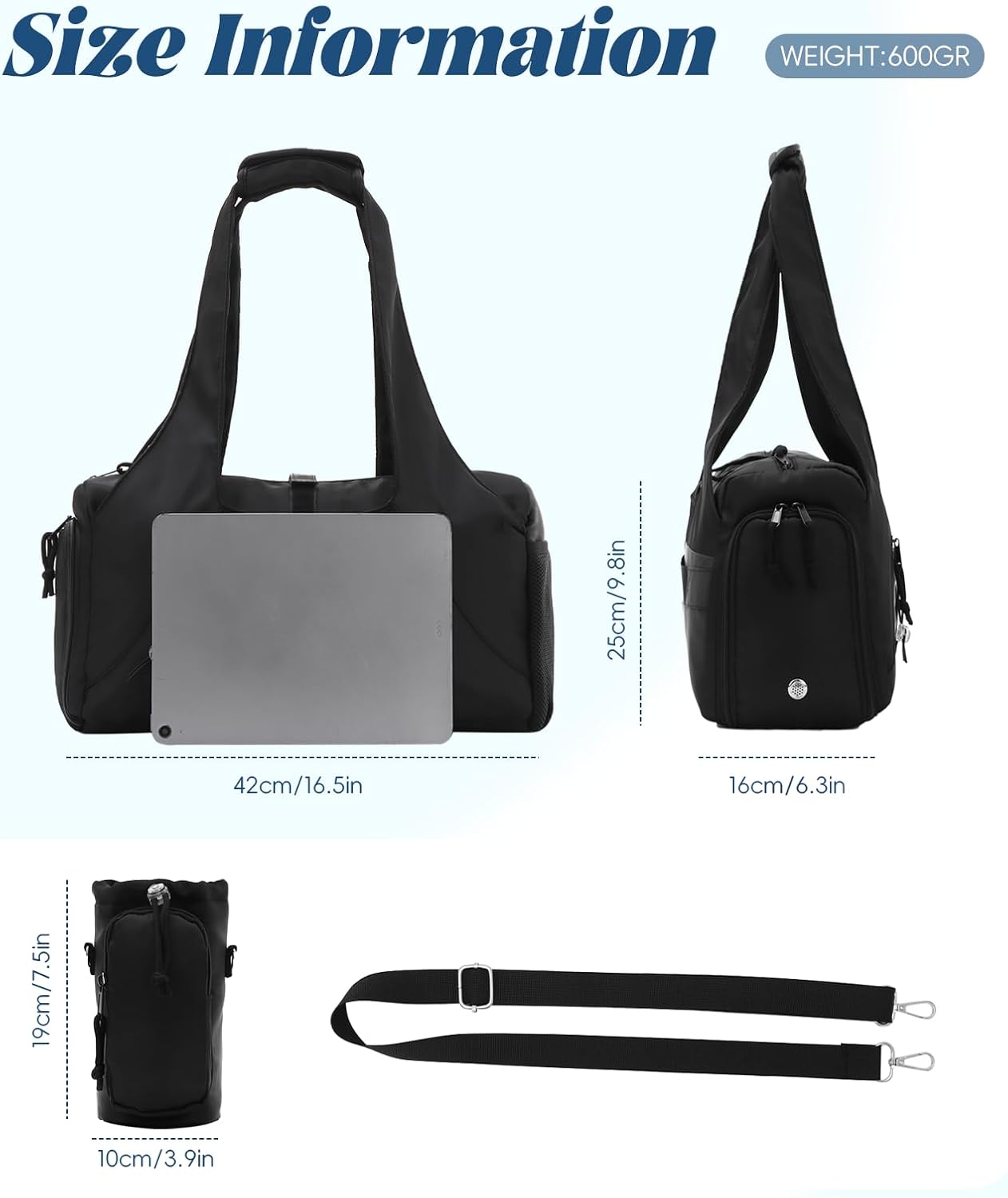 Oweisong Gym Bag for Women Sports Duffel Bag Lightweight Yoga Tote Travel Carry On Handbag with Shoes Compartment - Image 2