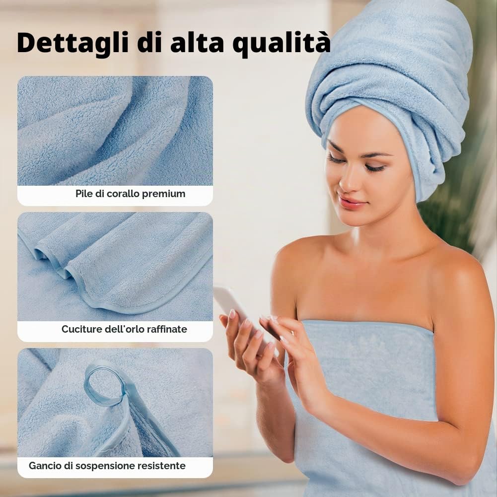 Orighty Set Asciugamani da Bagno, 4 Pezzi (68 x 137 cm) - Asciugamani in Microfibra per il Corpo Morbidi e Altamente Assorbenti, Asciugamani da Bagno in Microfibra per Sport, Yoga, SPA, Fitness - Blu