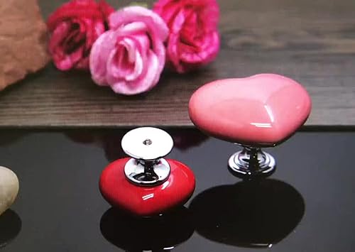 Miniatura 3 de HUAMULAN 8 pomos de cerámica brillante en forma de corazón para gabinete, aparador para niños, tiradores de puerta, armario, cajón, placa trasera,