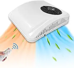 Aspligo Ar Condicionado Elétrico de 12 Volts CC Estacionamento no Telhado RV Ar Condicionado 8800BTU 12V AC Unidade para Motorhome Semi Caminhão Trailer Trailer Van Aquecimento e Resfriamento