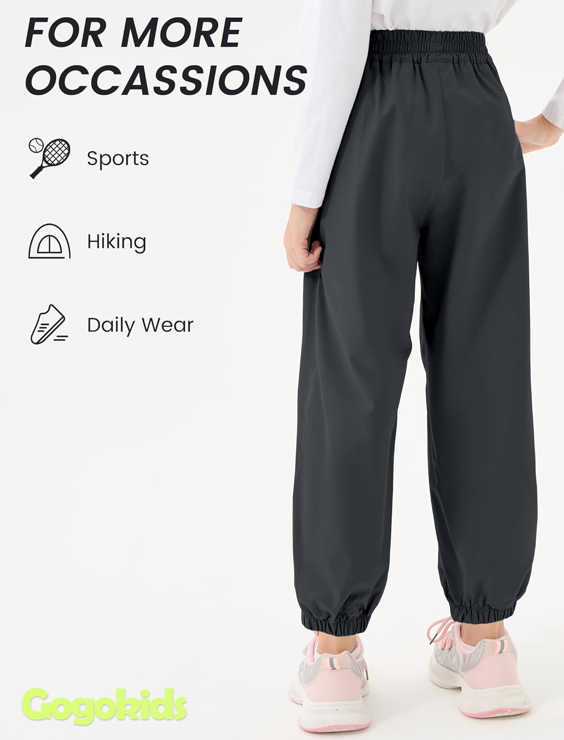 Gogokids Boys Girls Hiking Pants Waterproof Cargo Pants Quick Dry Athletic Pants Lightweight Casual Outdoor Camping for 4-12Y - Image 5