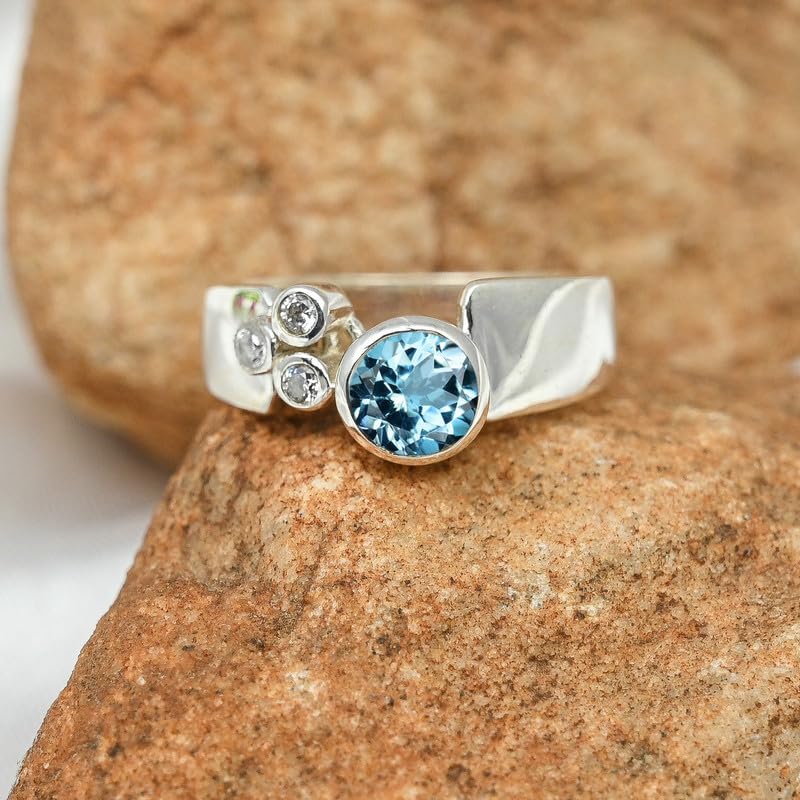 Versilberter Ring Edelstein Für Damen & Herren Schmuck C1152AA