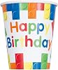 Vibrant Building Blocks Birthday Paper Cups - 9 oz. Pack of 8 - Sturdy & Eco-Friendly Party Supplies - Perfect for LEGO-Themed Celebrations
