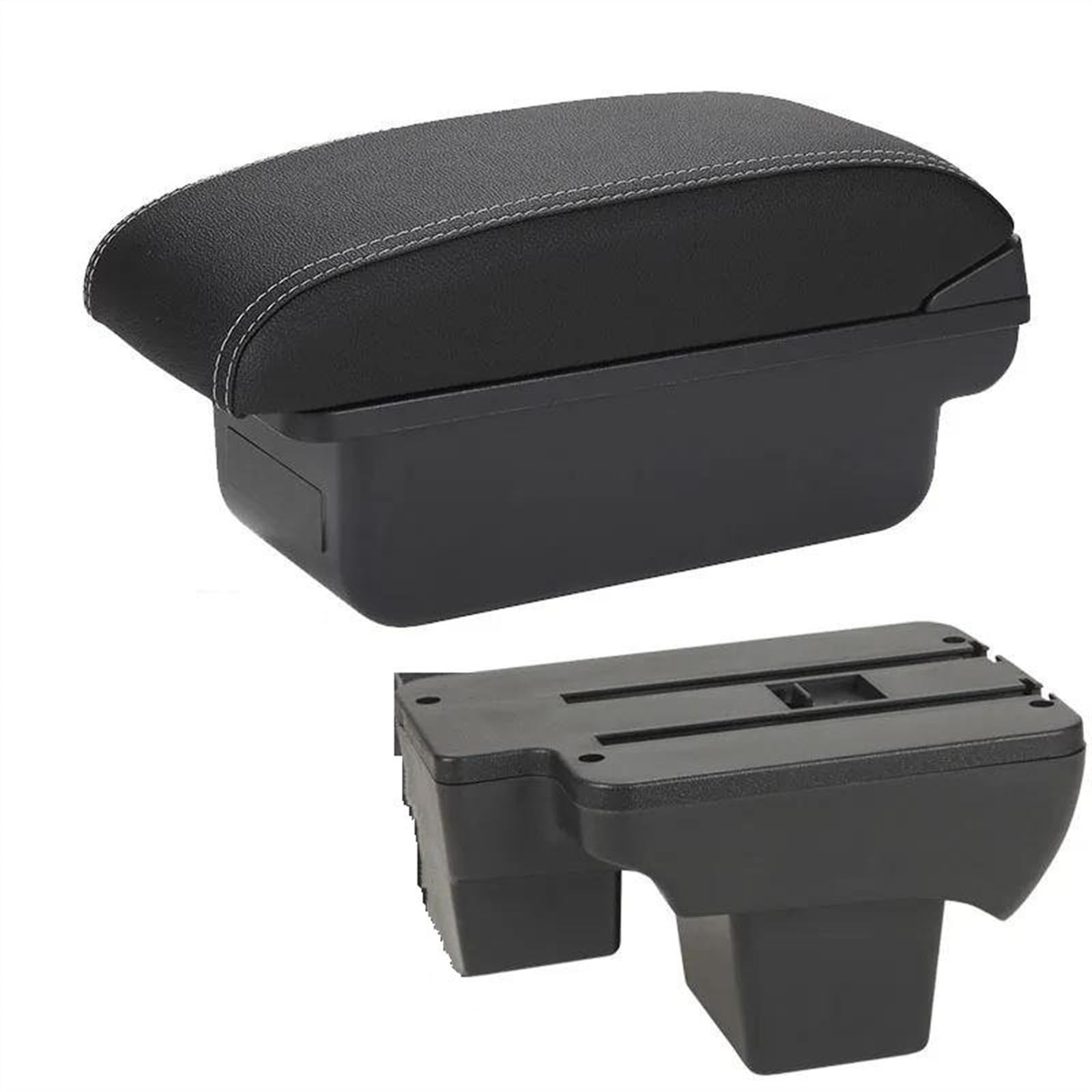 NMJLQW Storage Rack Armrest Box Car Armrest Dedicated Retrofit For Polo 2020-2024 Storage Box Retrofit Parts Car Accessories(C3 Black white NOUSB)