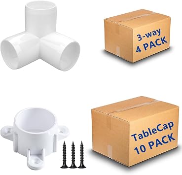 1-1/4 Inch 3-Way 4-Pack + Table Caps 10-Pack