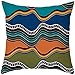 Lieson Fundas de almohada para niños, 1 funda de cojín de 16 x 16 pulgadas, 40 x 40 cm, patrón de ondas abstractas, fundas de cojines para exteriores, color azul, verde, naranja, poliéster