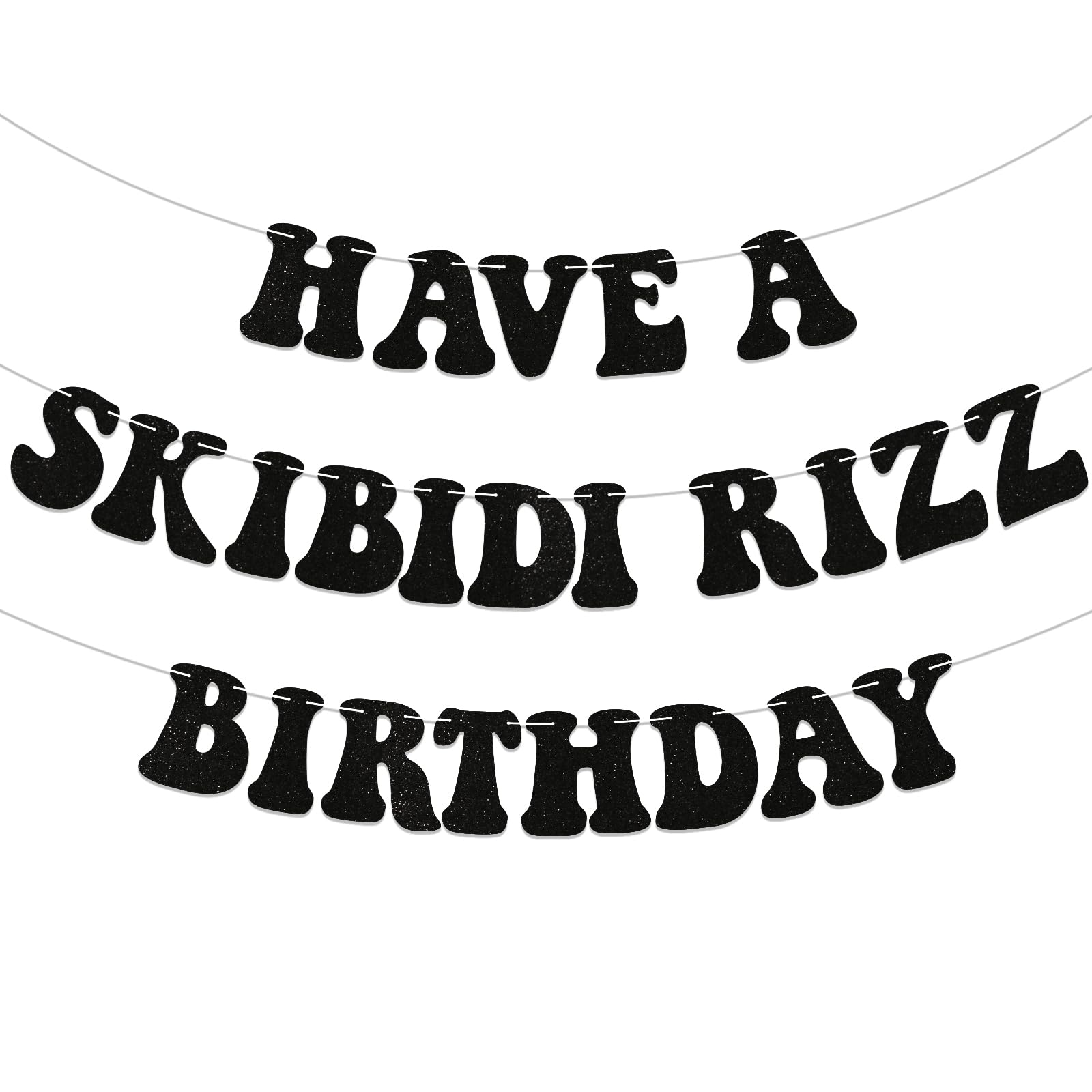 Skibidi Rizzler Is 10 No Cap Glitzer-Banner 3 M – Fertig Montiert, Für Gen Z Partys & Deko