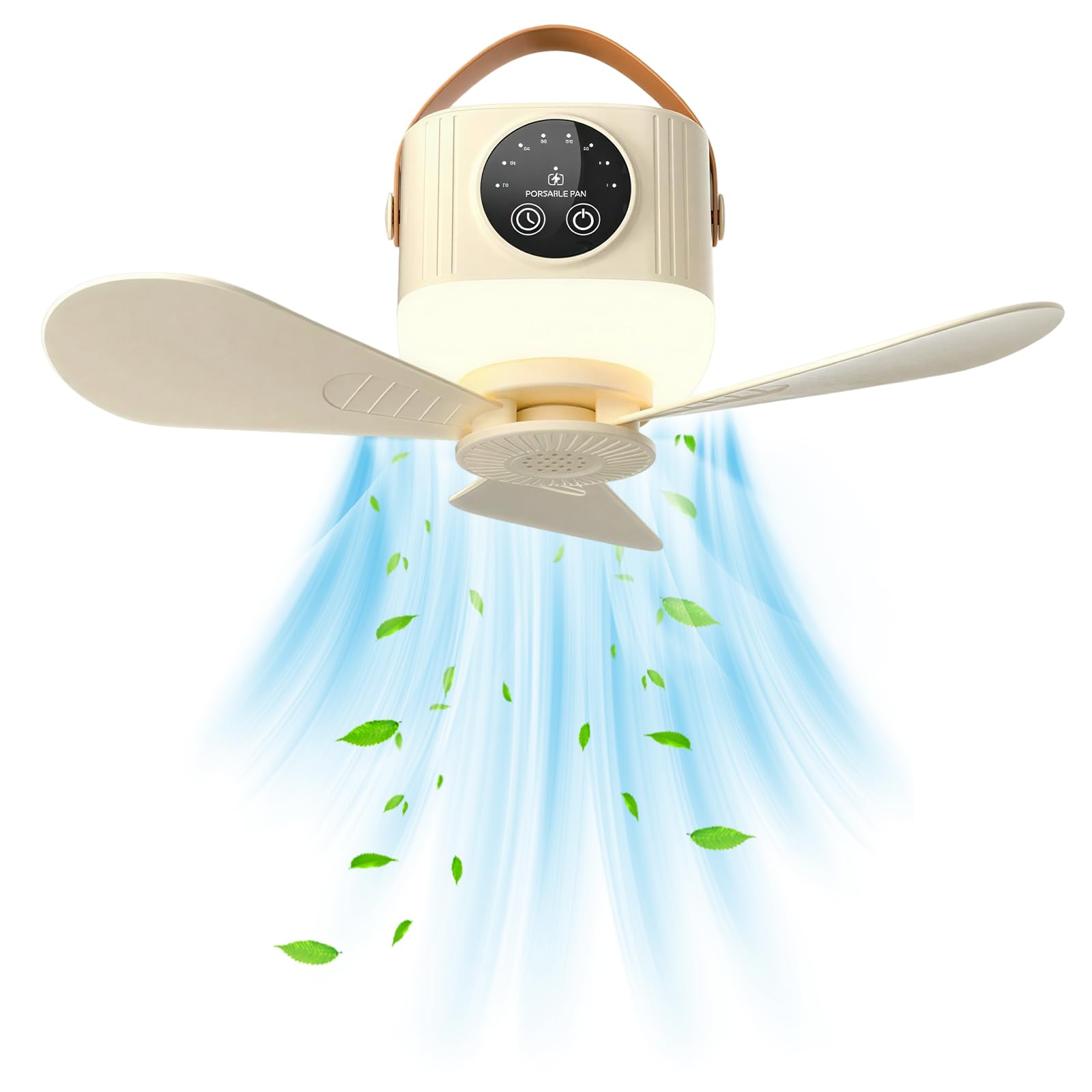 PopuLike Portable Camping Fan, 7200 mAh Tent Fans with LED Light, Remote Control, Detachable Blades Timer, 4 Speeds 3 Brightness USB Rechargeable Camping Fan for Tent Car Picnics Travel