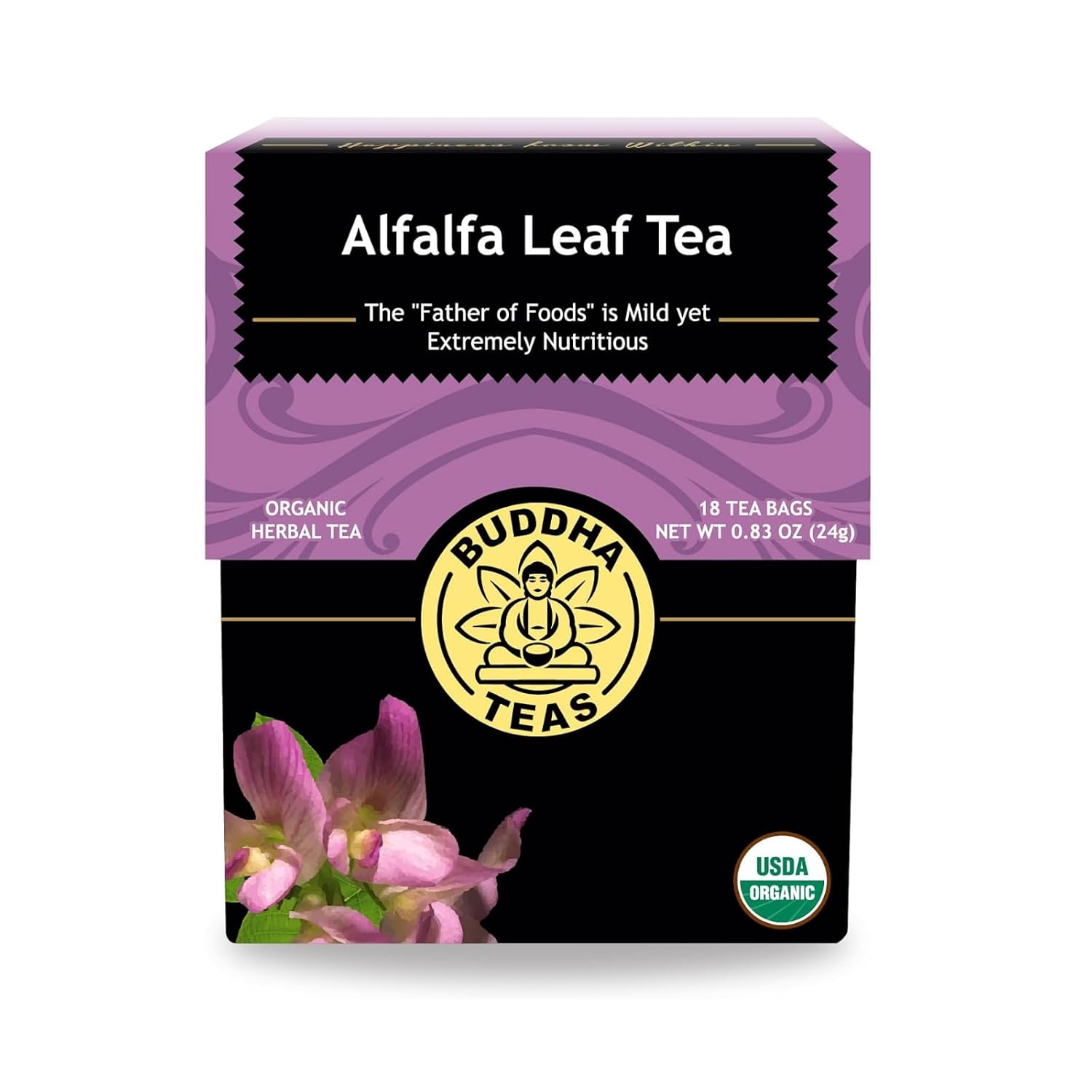 Buddha Teas - Alfalfa Leaf Tea - Herbal Tea - For Health & Wellbeing - With Vitamins, Minerals & Antioxidants - Clean Ingredients - Caffeine Free - OU Kosher - 18 Tea Bags (Pack...