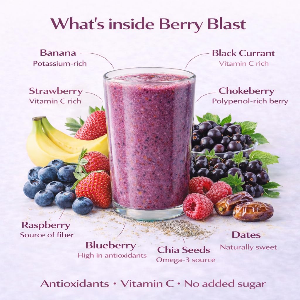 Berry Blast Smoothie Mix – Freeze Dried Fruit Smoothie Powder for Smoothies & Shakes, Just Add Water or Milk, 30 Servings
