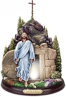 The Bradford Exchange Thomas Kinkade Lighted Jesus Sculpture with Stained Glass-Style Art and Hand-Painted 3D Detailing