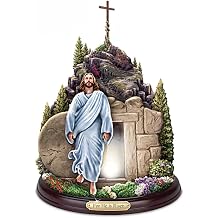 The Bradford Exchange Thomas Kinkade Lighted Jesus Sculpture with Stained Glass-Style Art and Hand-Painted 3D Detailing