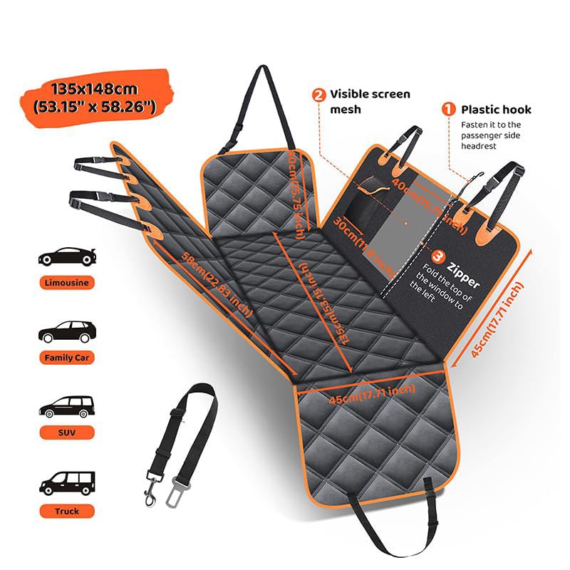 Funda Coche Perro para VW T5 Multivan Transporter T6 California Multivan Transporter, Protector Asiento Trasero Coche Impermeable Antideslizante Asiento Trasero Funda Asiento de Coche