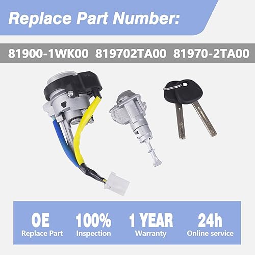 Miniatura 3 de 81900-1WK00 Interruptor de cilindro de bloqueo de encendido con cilindro de bloqueo de puerta del lado izquierdo del conductor 819702TA00