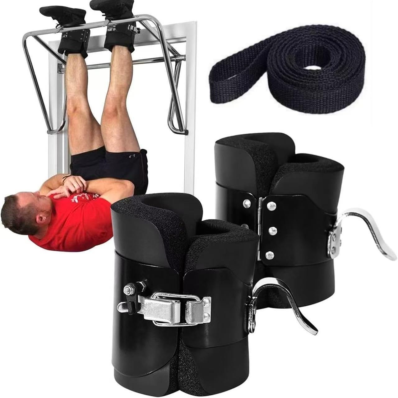 Gravity Inversion Boots Anti-Gravity Ankle Hooks for Pull Up Bar Back Stretch Core Workout
