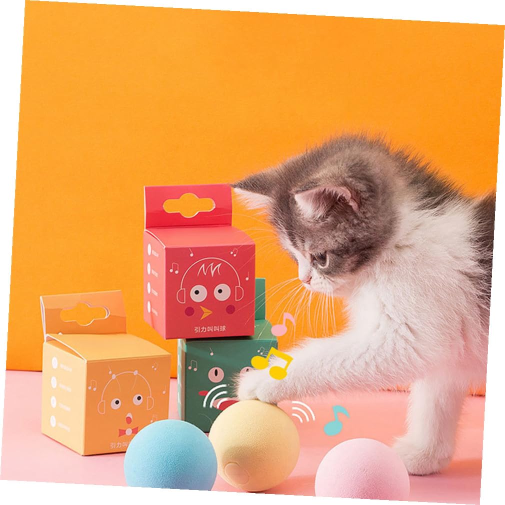 Lot de 6 Balles Sonores pour Chat, Jouet Interactif en Eva, Herbe à Chat, Sons de Simulation Animale, pour Intérieur