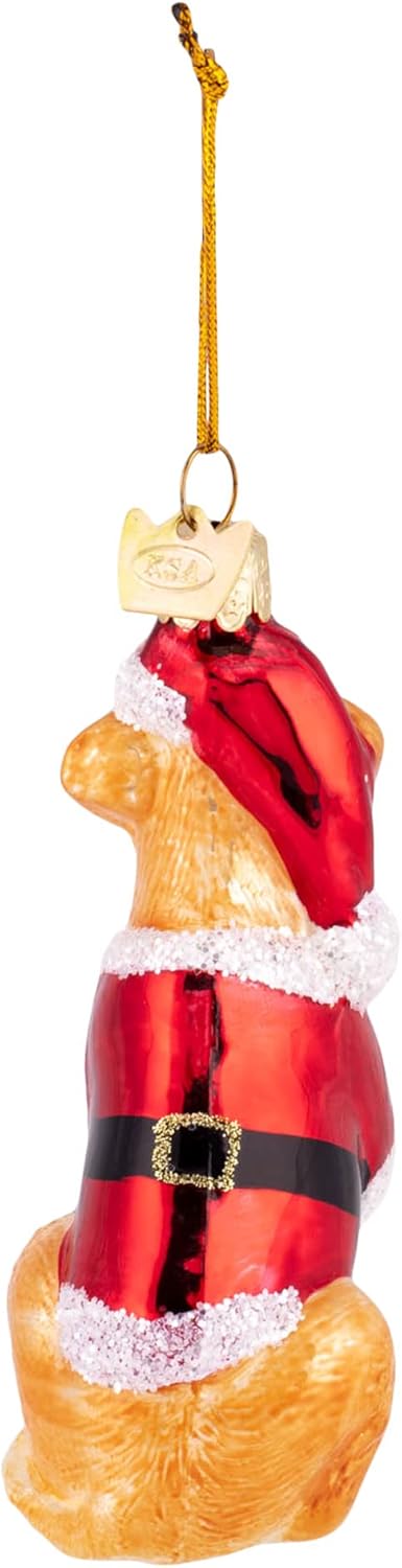 6pk Noble Gems™ Glass Yellow Labrador Retriever With Santa Suit Ornament