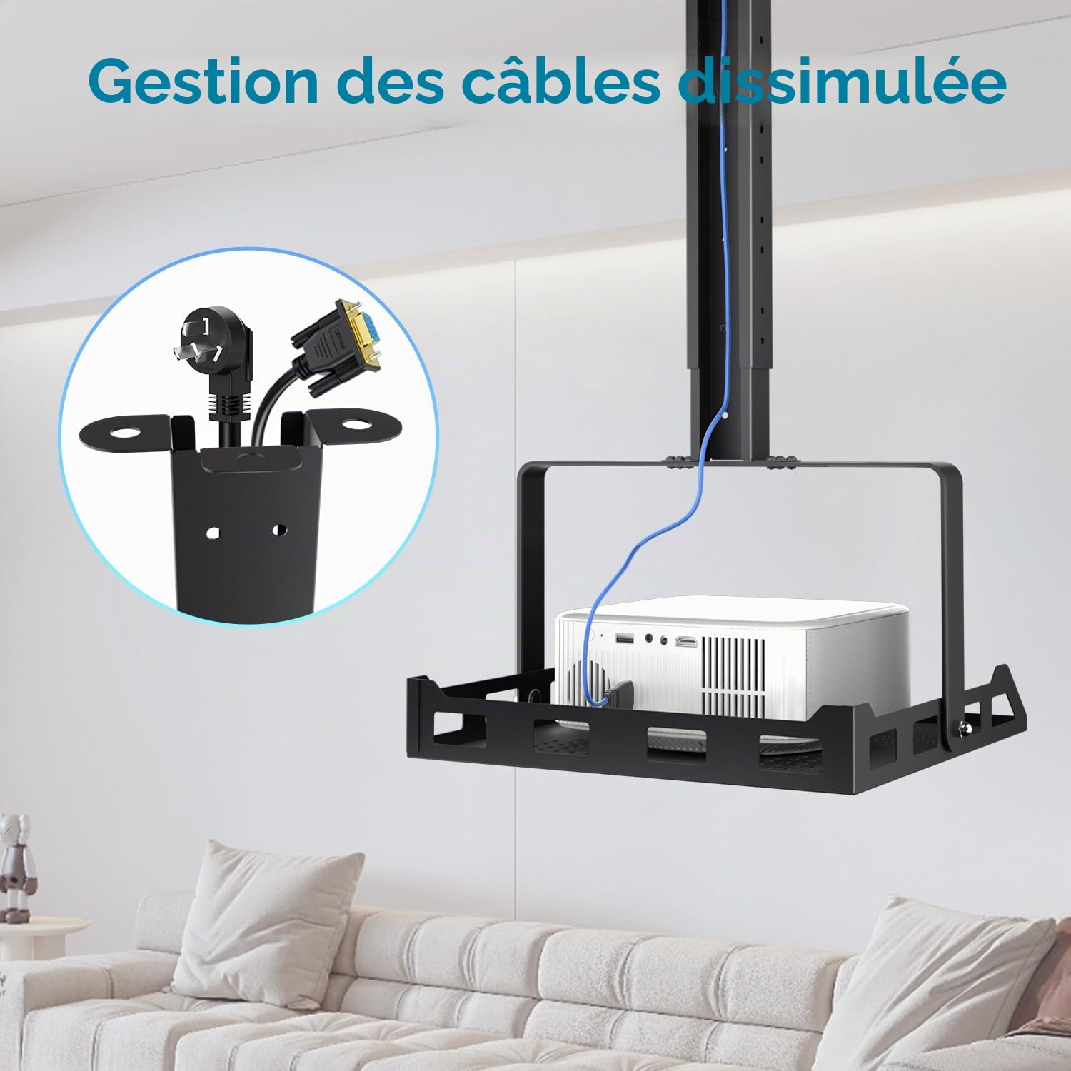 Salange Support Mural Universel pour Vidéoprojecteur, Réglable en Hauteur, Charge Lourde, pour Home Cinéma et Bureau