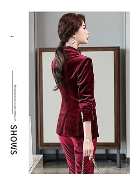 ワン赤 パンツスーツ レディース コーデュロイ スーツ 2点セットJ ワン赤 パンツスーツ レディース コーデュロイ スーツ 2点セット