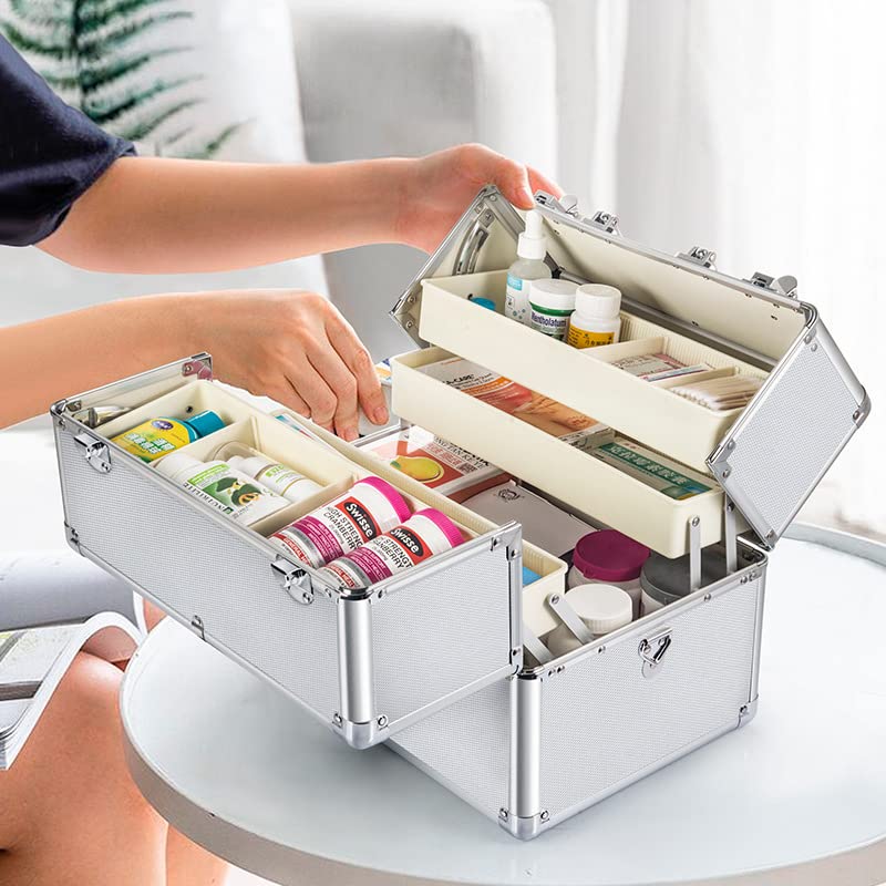 Trousse de Secours/Boîte Médicaments Boîtier de Secours de médecine en Aluminium Portable avec Verrouillage Boîte de Collecte de médicaments Boîte de Médecine Familiale (Color : Small)