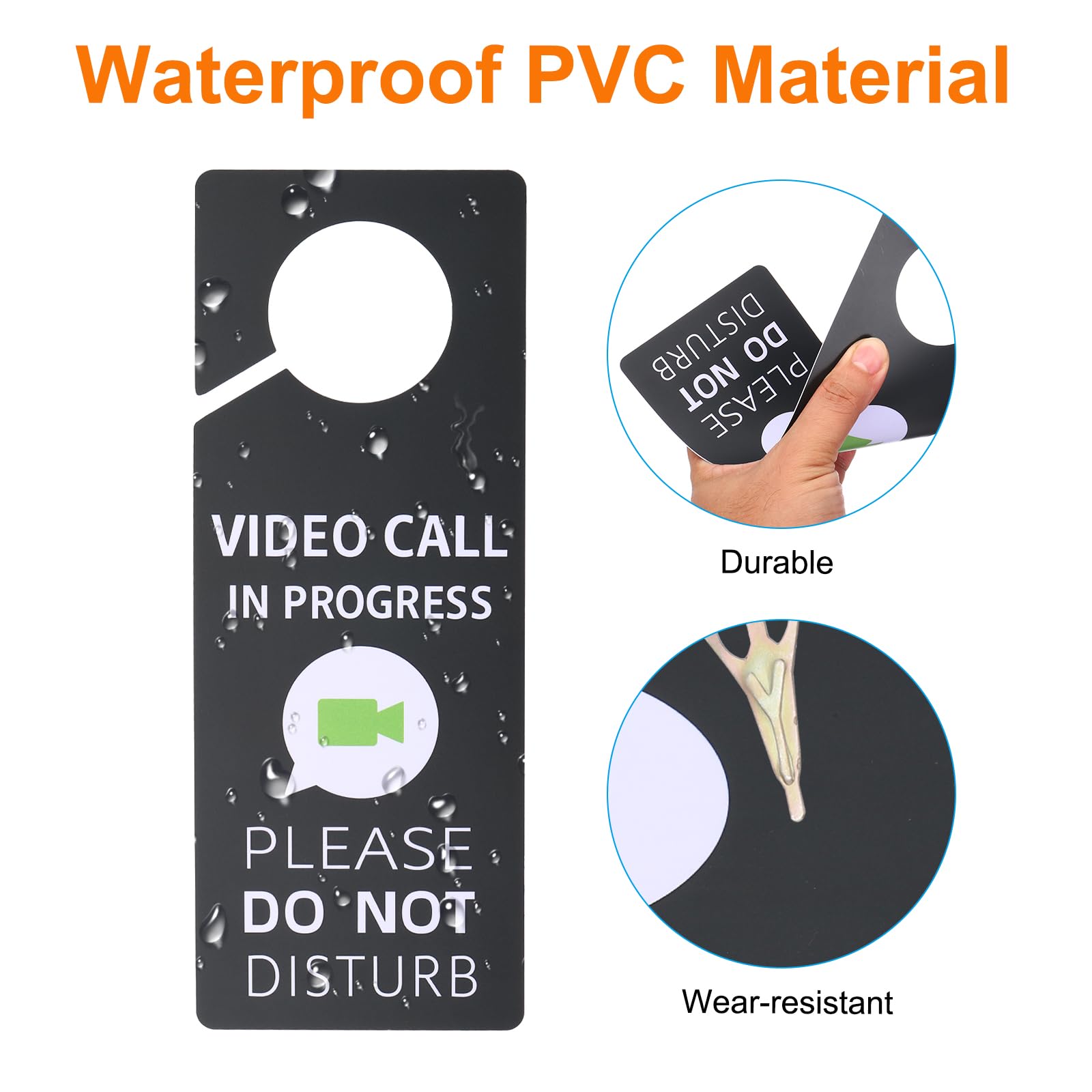PATIKIL Do Not Disturb Door Hanger Sign, 2 Pcs PVC Double Sided Video Call in Progress Door Sign Decor for Office Meeting - Image 3