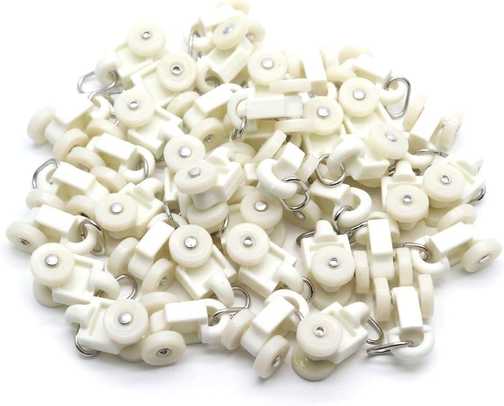 TREELY60Pcs Ceiling Track Rollers Wheeled Curtain Carrier Drapery Rail Sliding Glider for Windows Shower Curtain Tracks