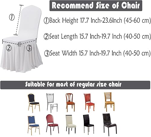 Miniatura 5 de Dimatic Juego de 6 fundas para sillas de comedor, fundas elásticas Parsons con falda, de elastano súper ajuste, funda protectora de asiento para