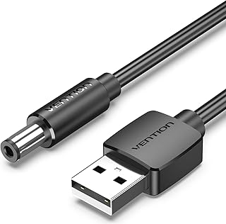 VENTION USB to DC 5.5mm Barrel Jack Power Cable Tuning Fork Type (5V DC 5.5mm, 1 Meter)