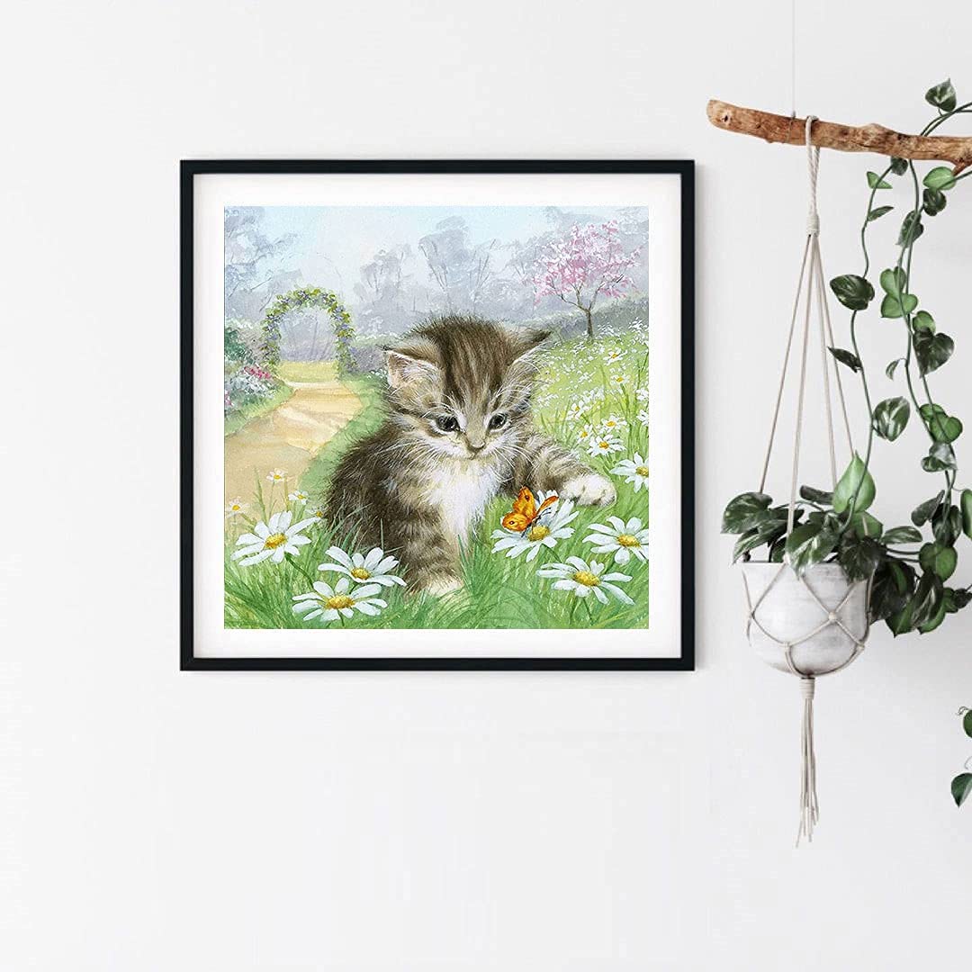 Amazon | ダイヤモンドアート 猫 花 5dダイヤモンド塗装キット