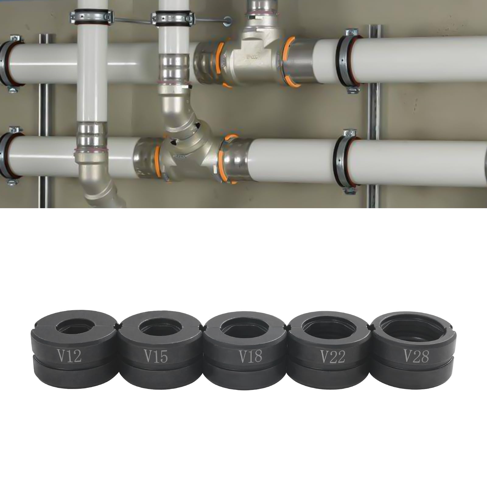 V-Kontur - Set di ganasce per tubi in rame Cr40 V12-V28, pinza pressatrice