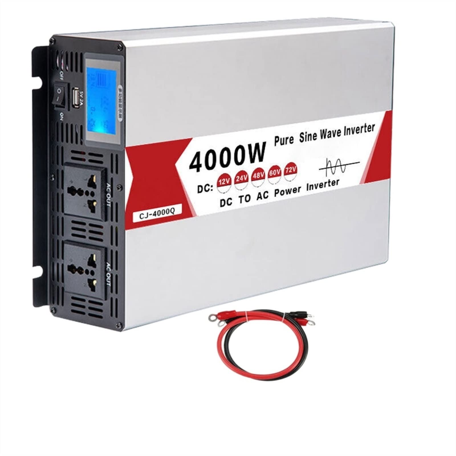 Power Inverter, Inverter Corrente a Onda Pura 4000W (Valore di Picco) Trasformatore CC 12V/24V/48V/60V a CA Inverter a Onda sinusoidale Automobile, Automobile Domestica(24V 4000W)