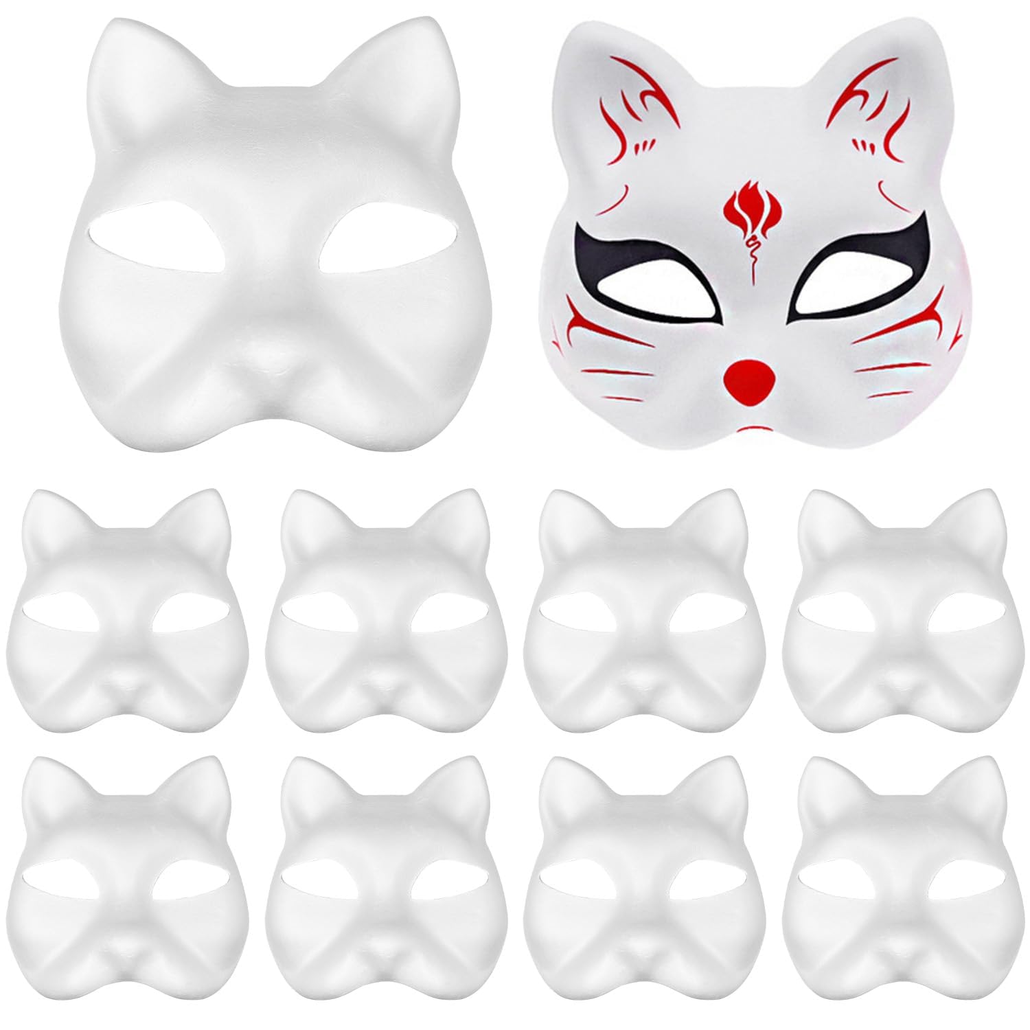 TOYANDONA 5 Stück Katzen-Masken Zum Basteln & Bemalen - Für Kinder, Halloween, Cosplay, Karneval