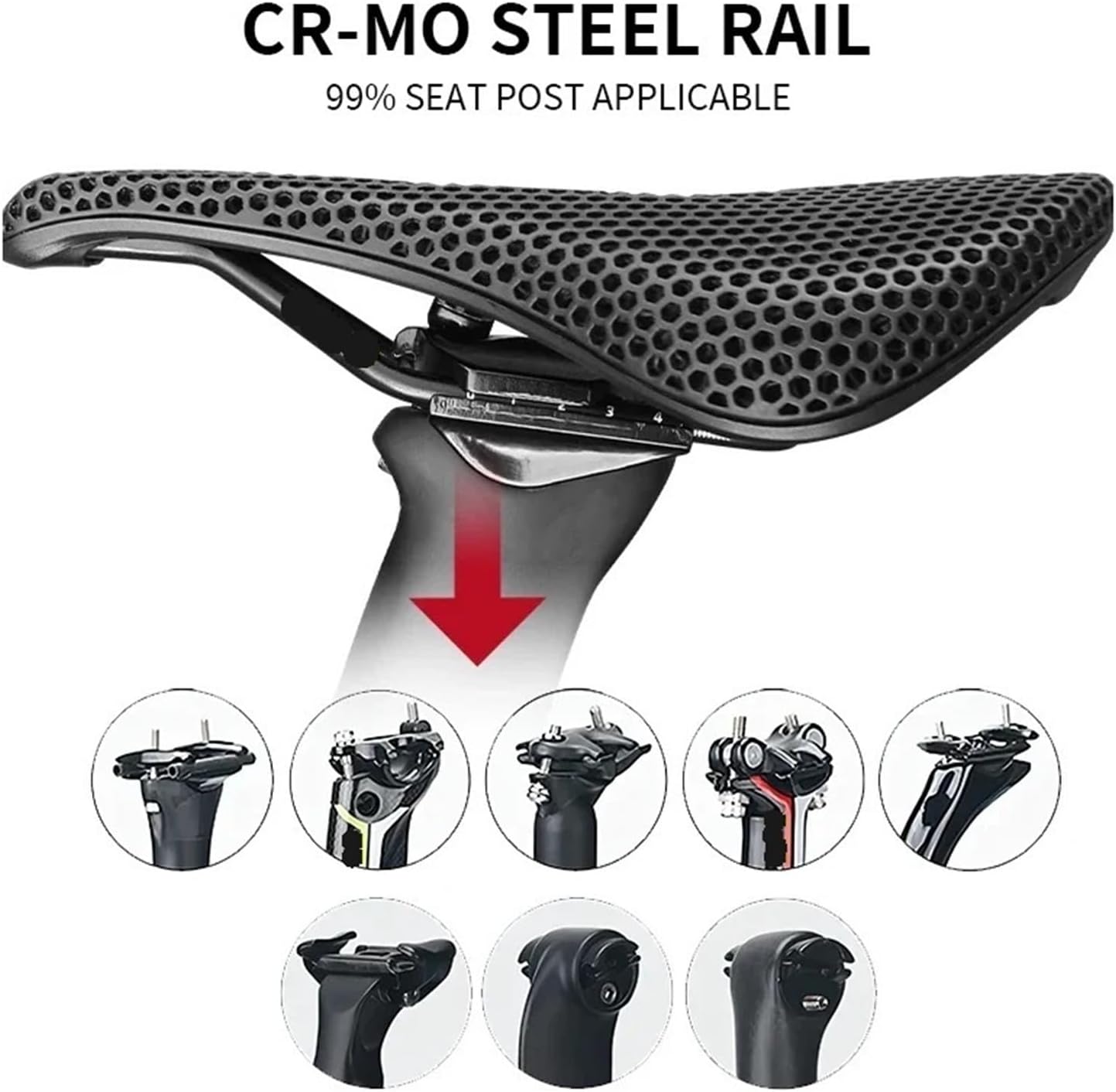 Bicycle Saddle 143MM 155mm 3D Printed Breathable Racing Bike Seat Cushion 3D Road MTB Triathlon Nylon