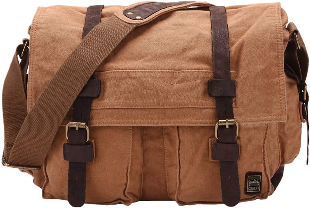 Vintage Military Men Canvas Messenger Bag Satchel Travel Shoulder Bags For 13.3-17" Laptop