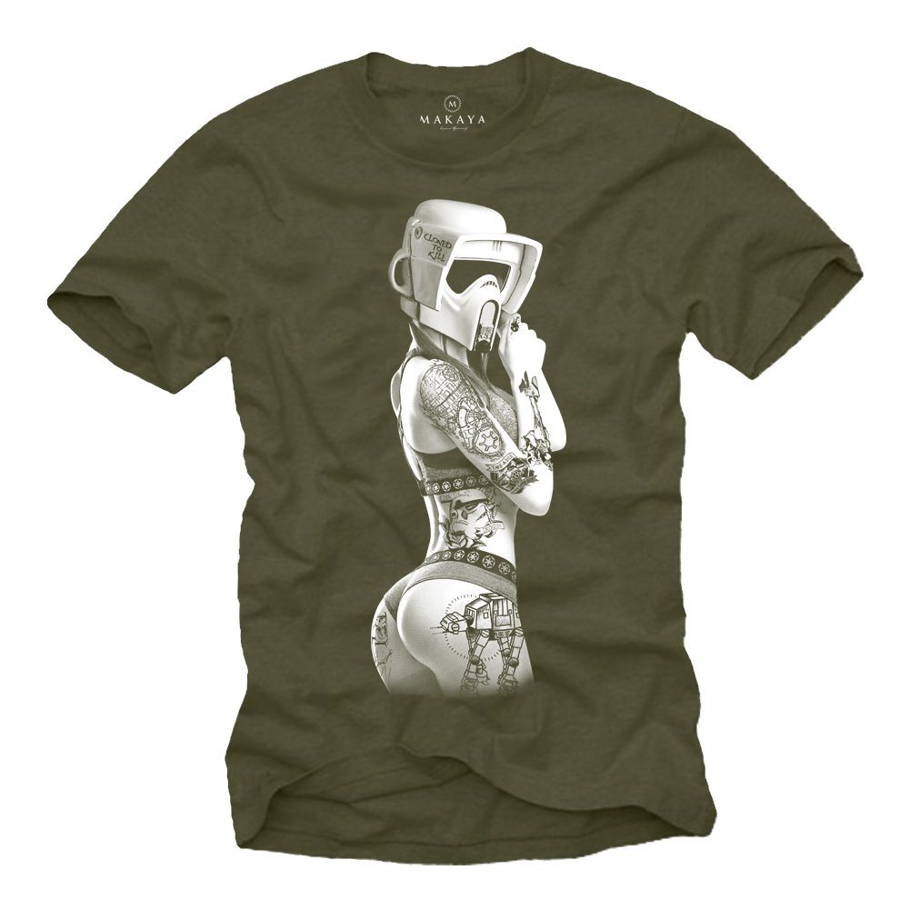 MAKAYA Awesome Gamer T-Shirt for Men - Tattoo Trooper Wars - Nerd Gifts for him Green XXL