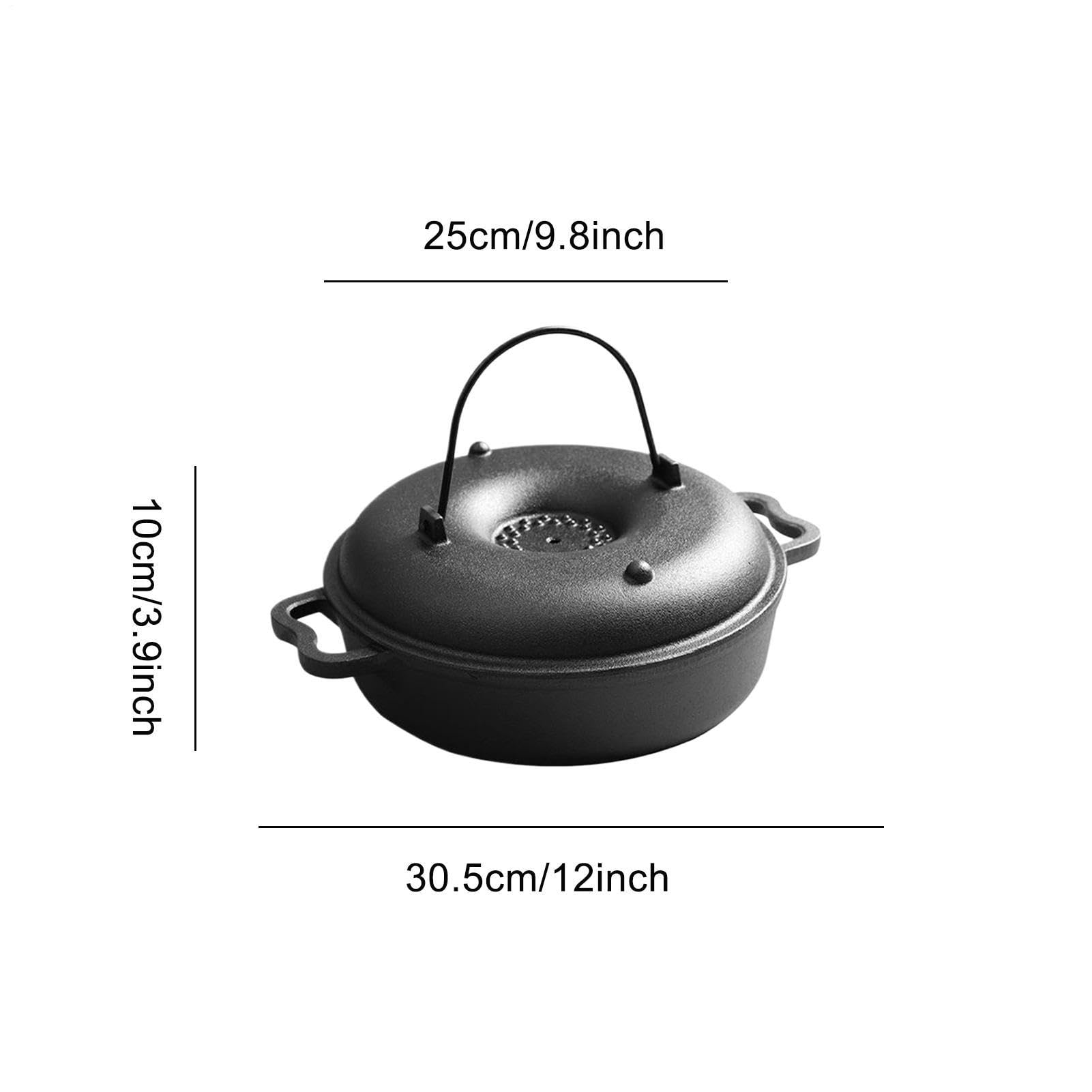 Pentola Calderone per Cucinare Utensili Da Cucina Per Uso Intenso E | Pentola Olandese in Ghisa da Campeggio con Coperchio per Friggere Arrostire Stufare Grigliare